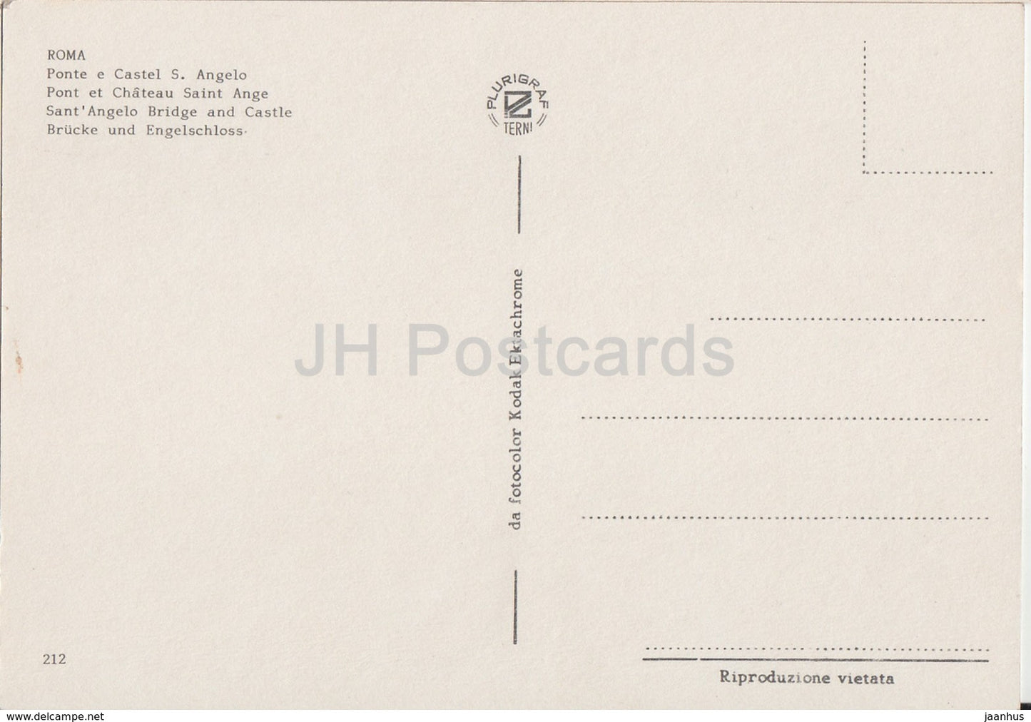 Rome - Roma - 1 - Sant Angelo bridge and Castle - 212 - Italy - unused