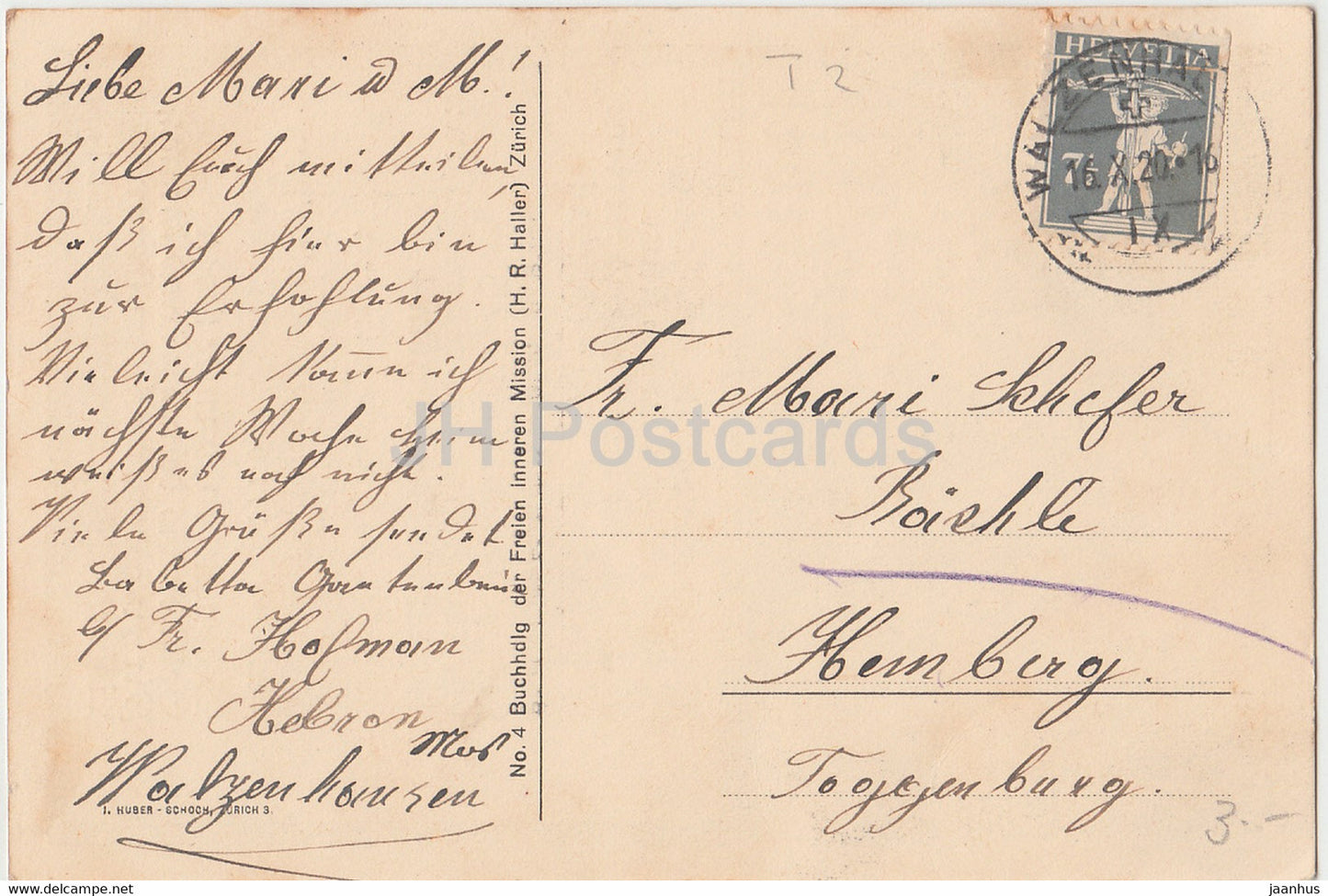 Liebe - Liedtext - alte Postkarte - Schweiz - 1920 - gebraucht
