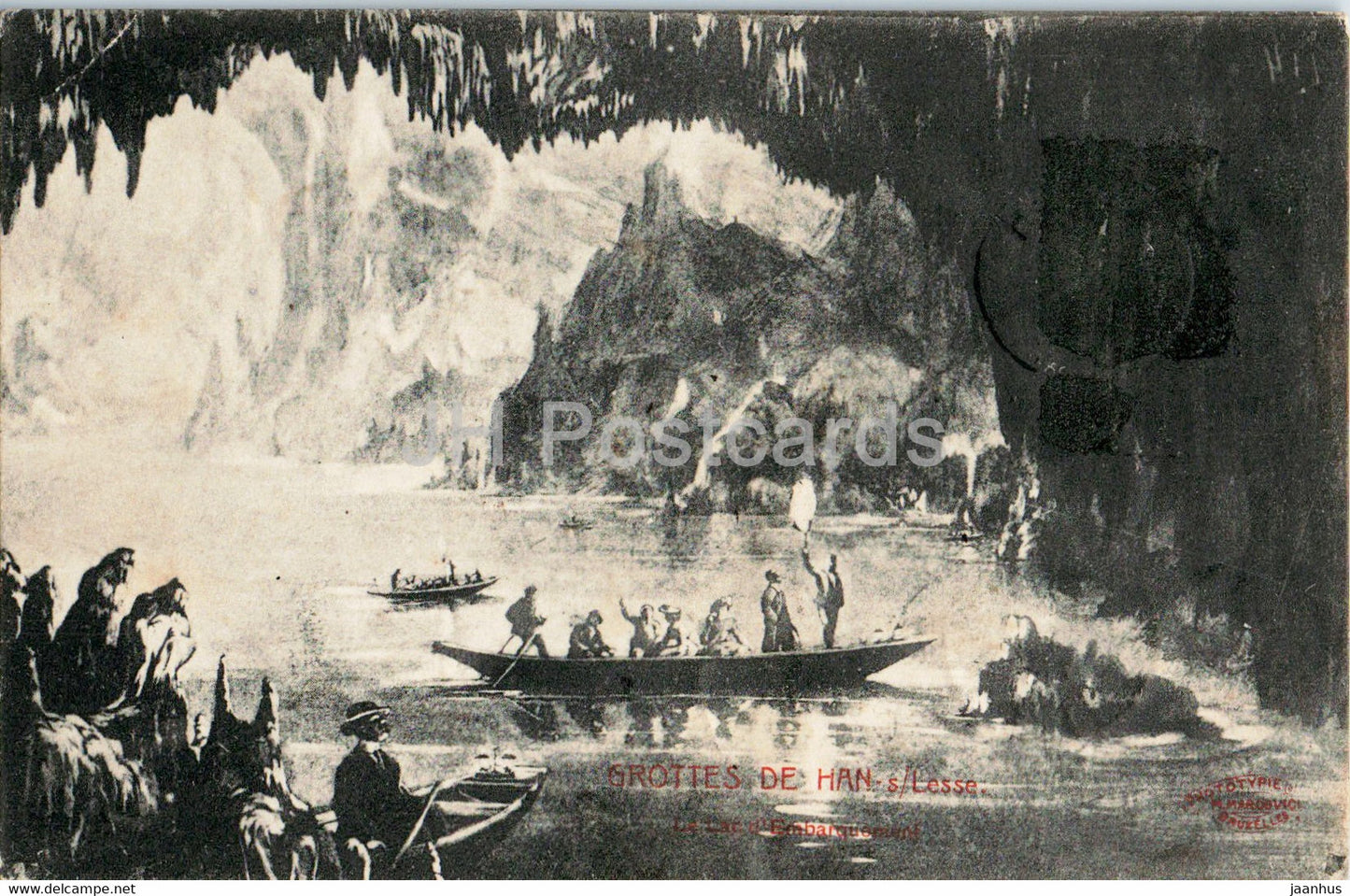 Grottes de Han - Le lac d'embarquement - old postcard - 1912 - Belgium - used - JH Postcards