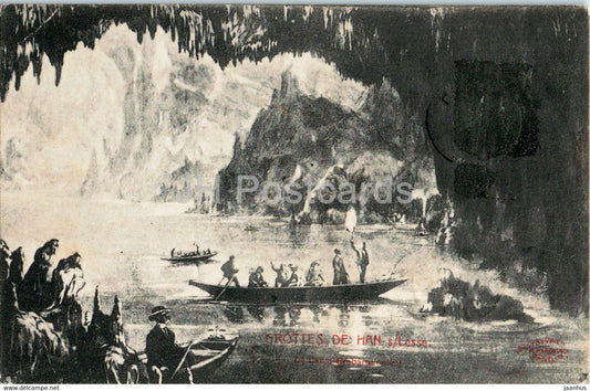 Grottes de Han - Le lac d'embarquement - old postcard - 1912 - Belgium - used - JH Postcards
