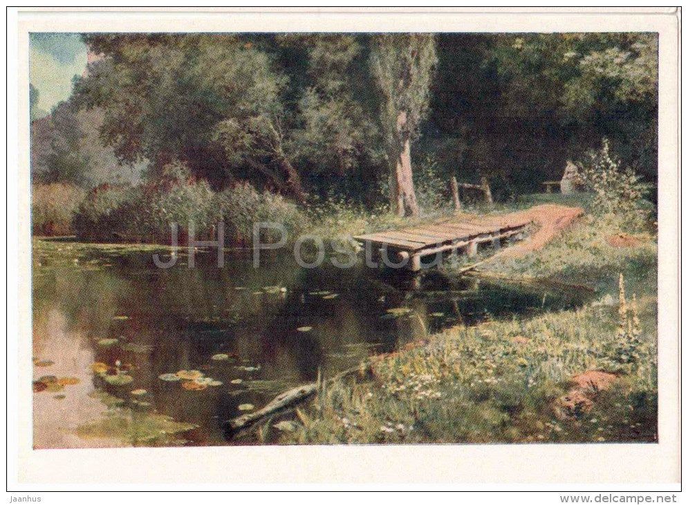 painting by V. Polenov - Overgrown Pond - State Tretyakov Gallery - russian art - unused - JH Postcards
