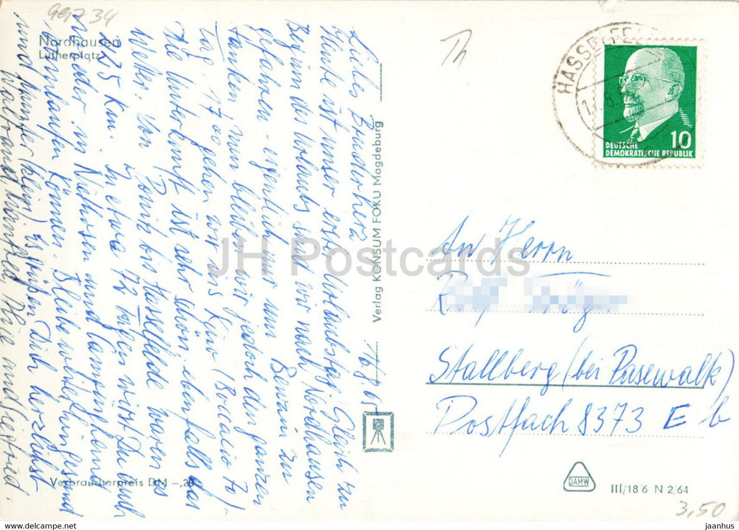 Nordhausen - Lutherplatz - Kreissparkasse - old postcard - 1965 - Germany DDR - used