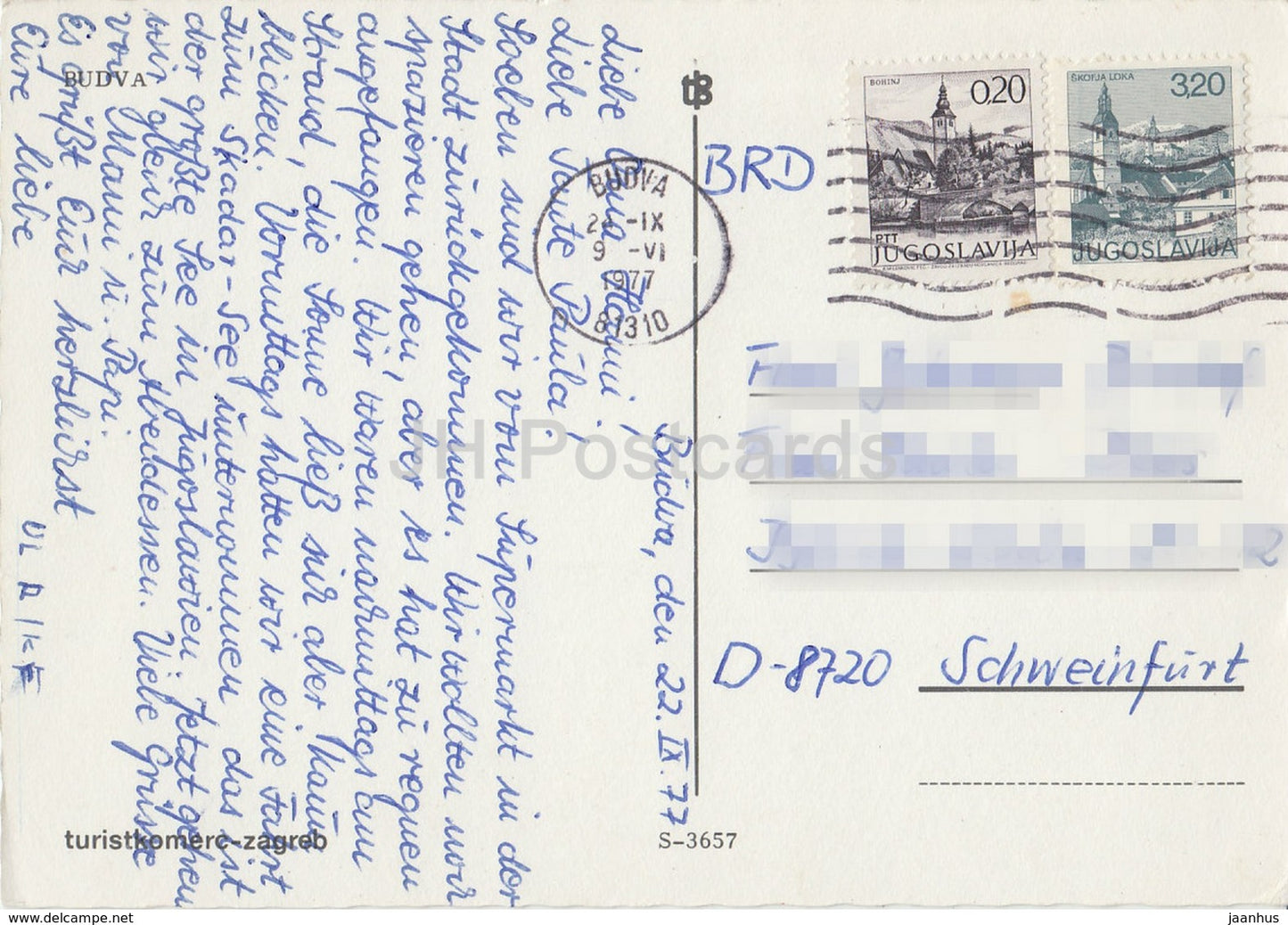 Budva - 1977 - Montenegro - Yugoslavia - used