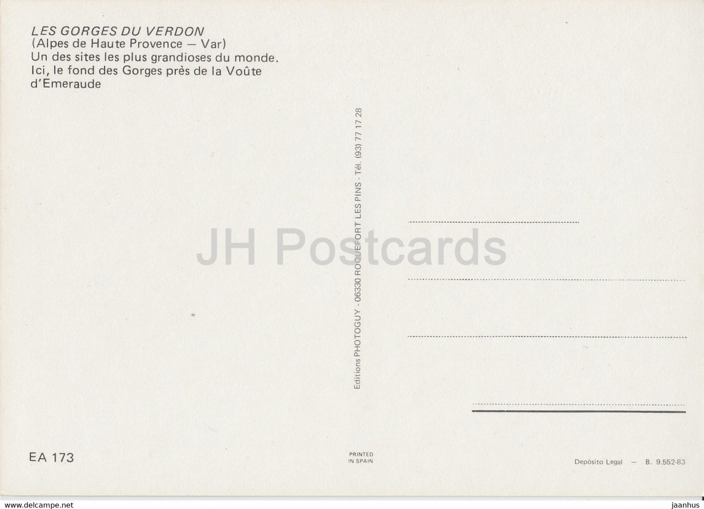 Ici le fond des Gorges pres de la Voute d'Emeraude - Les Gorges du Verdon - France - unused