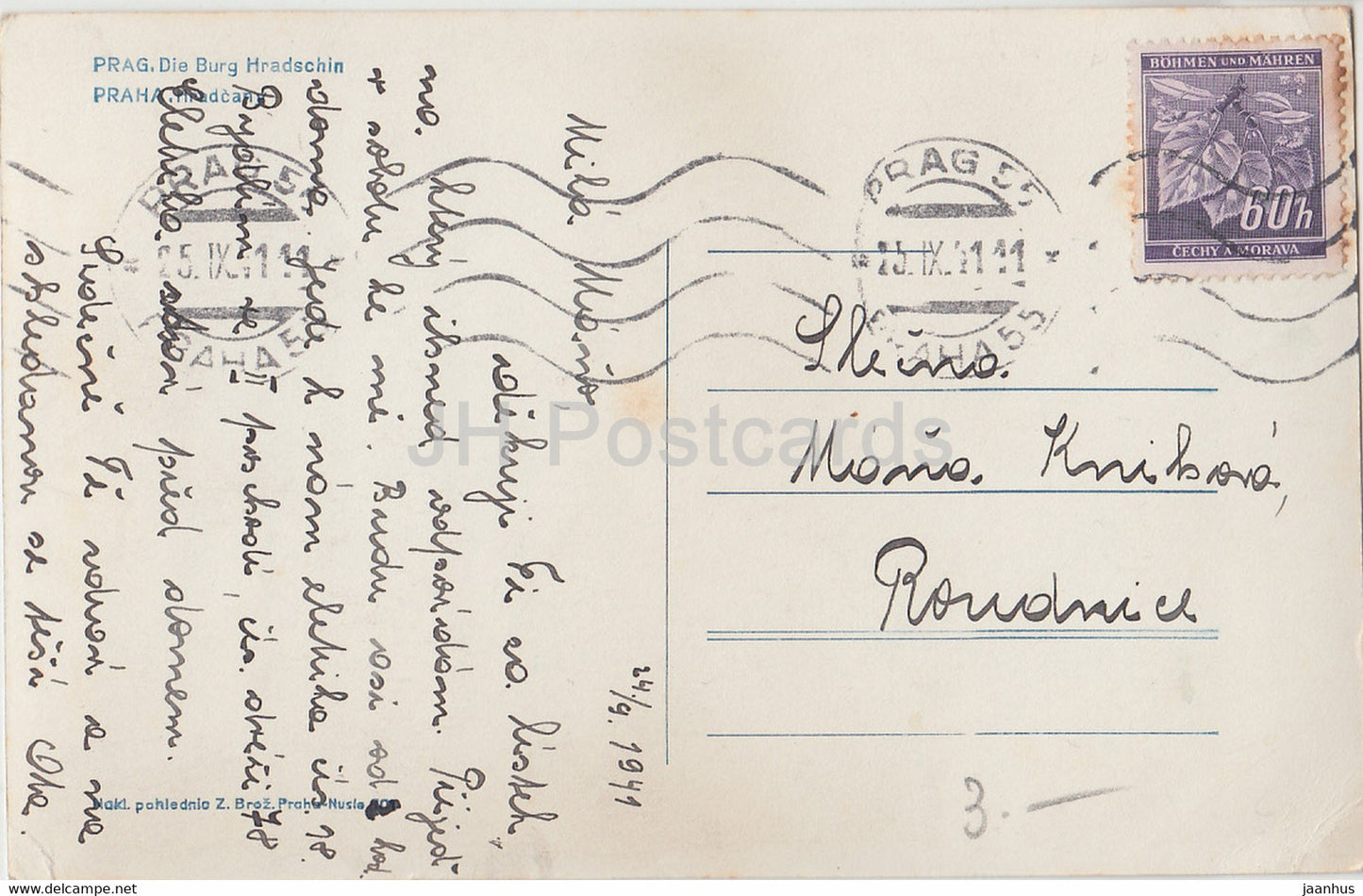 Praha - Prag - Hradschin - Die Burg Hradschin - Brücke - alte Postkarte - 1941 - Tschechoslowakei - Tschechische Republik - gebraucht