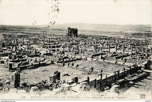 Ruines Romaines de Timgad - Vue Generale prise du Theatre - ancient - 130 - old postcard - 1922 - Algeria - used - JH Postcards