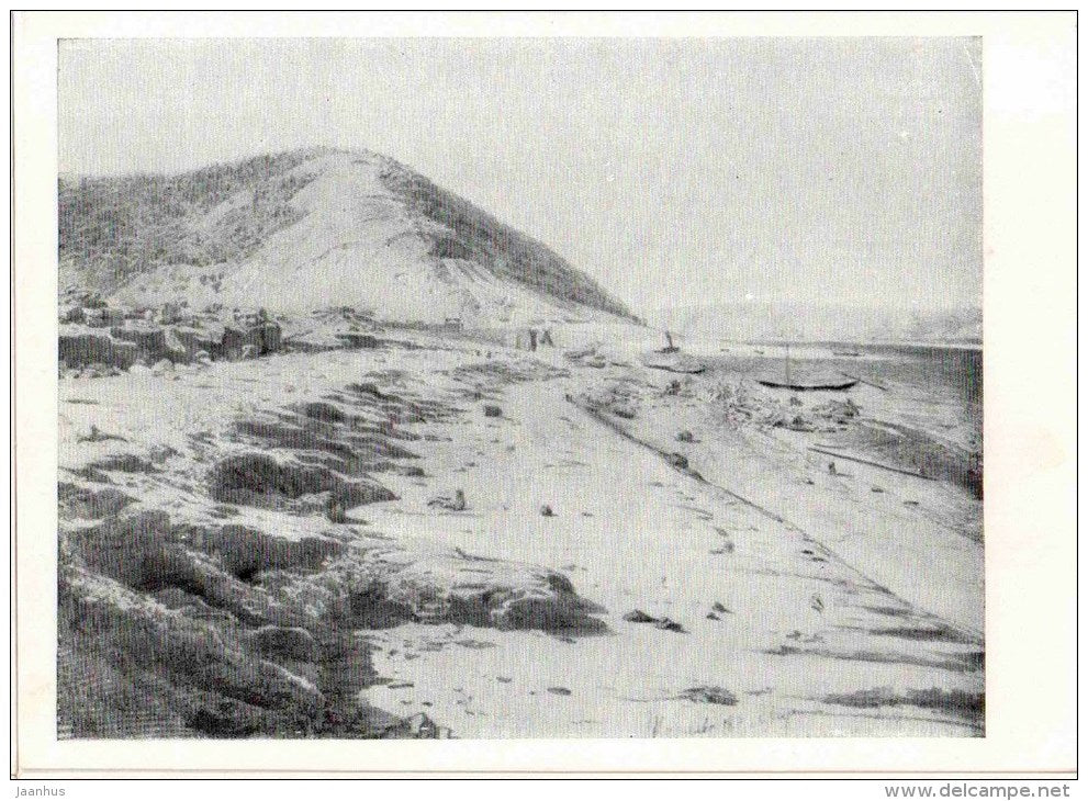 drawing by I. Repin - Shiryaevo on the Volga river , 1870 - russian art - unused - JH Postcards
