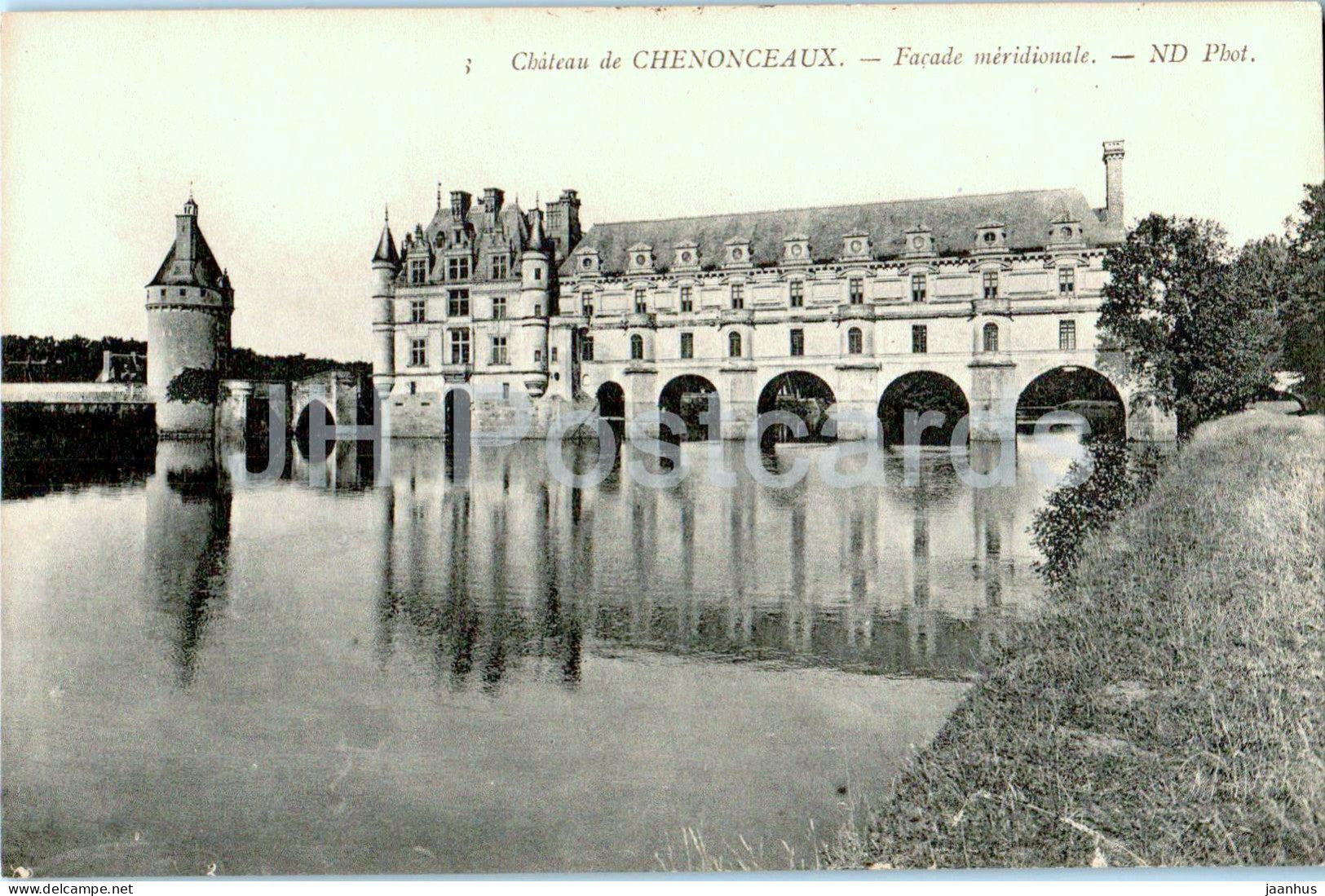 Chateau de Chenonceaux - Facade meridionale - 3 - castle - old postcard - France - unused - JH Postcards