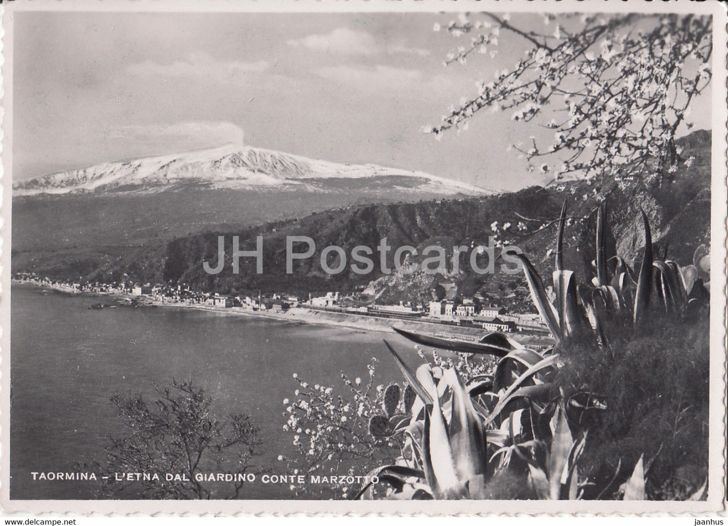 Taormina - L'Etna dal Giardino Conte Marzotto - Etna from the Conte Marzotto Garden - old postcard - Italy - used - JH Postcards