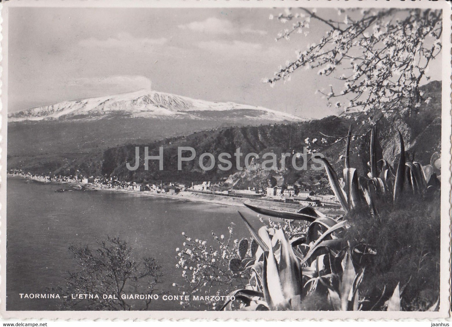 Taormina - L'Etna dal Giardino Conte Marzotto - Etna from the Conte Marzotto Garden - old postcard - Italy - used - JH Postcards