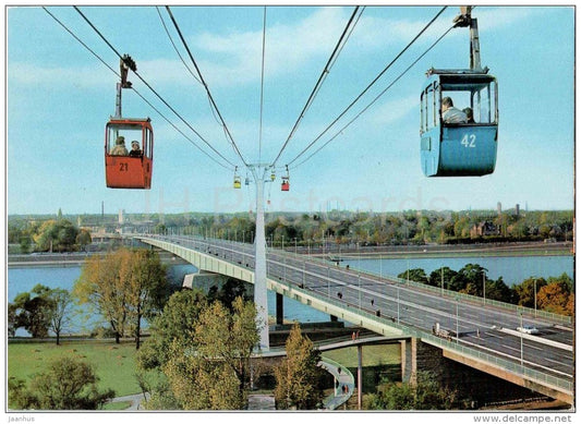 Köln am Rhein - Zoobrücke mit Rheinseilbahn - bridge - cable car - FF 2808 - nicht gelaufen - JH Postcards