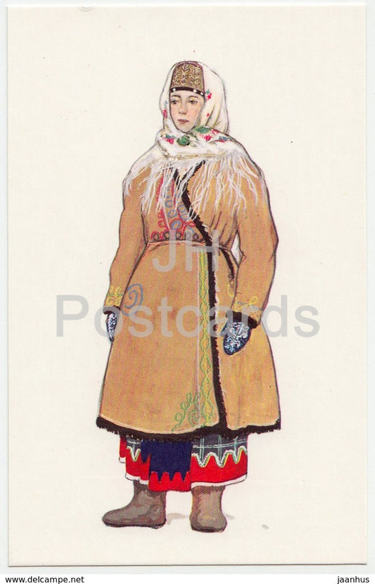 Woman Clothes for long Journeys - Central Russia - Russian Folk Costumes - 1969 - Russia USSR - unused - JH Postcards
