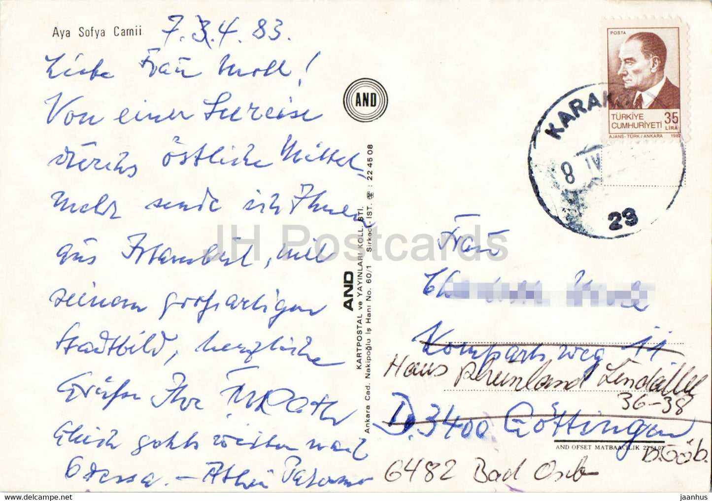 Istanbul - Aya Sofia Mosque - AND - 1983 - Turkey - used