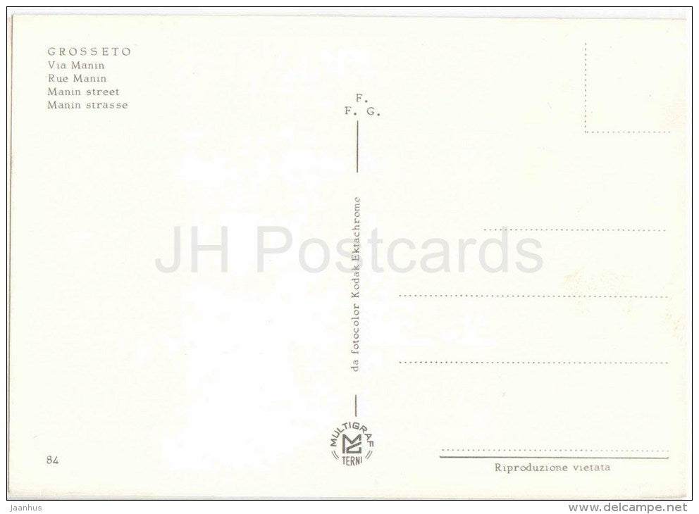Via Manin - street - Grosseto - Toscana - 84 - Italia - Italy - unused - JH Postcards