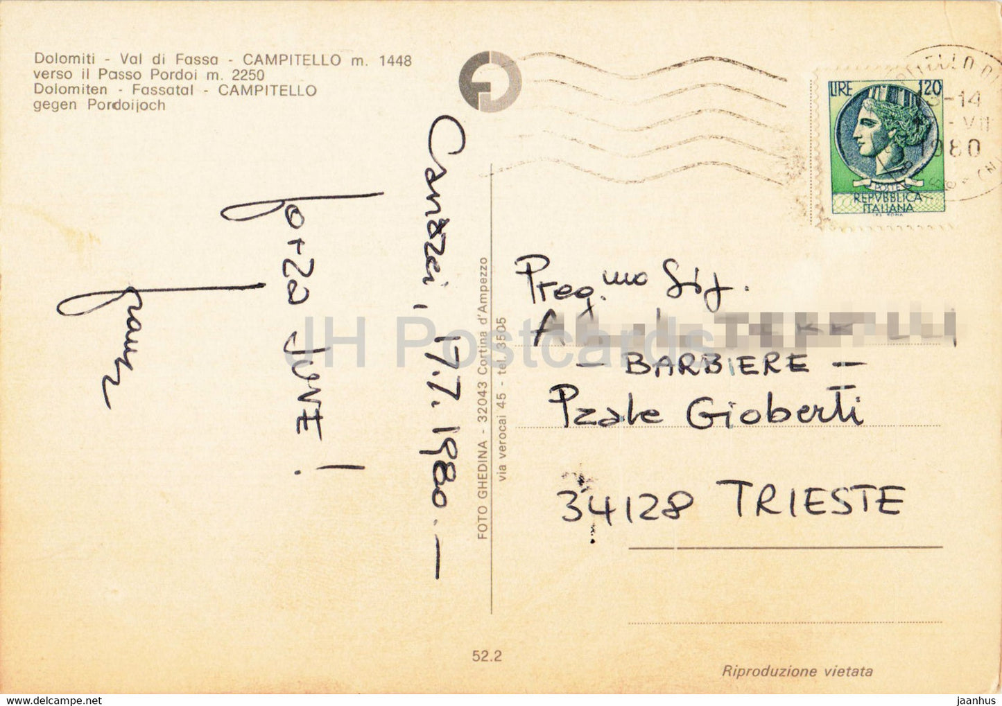 Campitello - Val di Fassa - Dolomiti - Passo Pordoi - 1980 - Italy - used