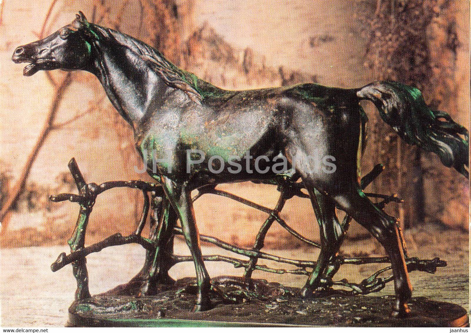 A Horse - cast iron - Products of the Kasli Masters - 1976 - Russia USSR - unused - JH Postcards