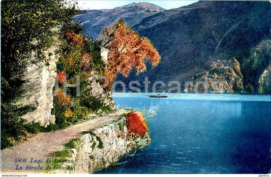 Lago di Lugano - La Strada di Gandria - old postcard - 5806 - old postcard - Switzerland - unused - JH Postcards