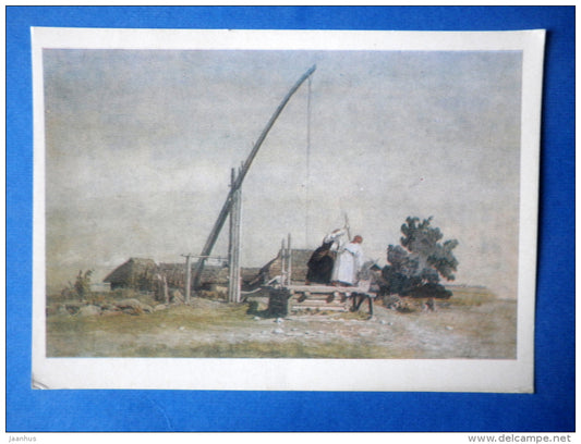 painting by J. Köler - Women from Hiiu island at the Well , 1863 - estonian art - unused - JH Postcards