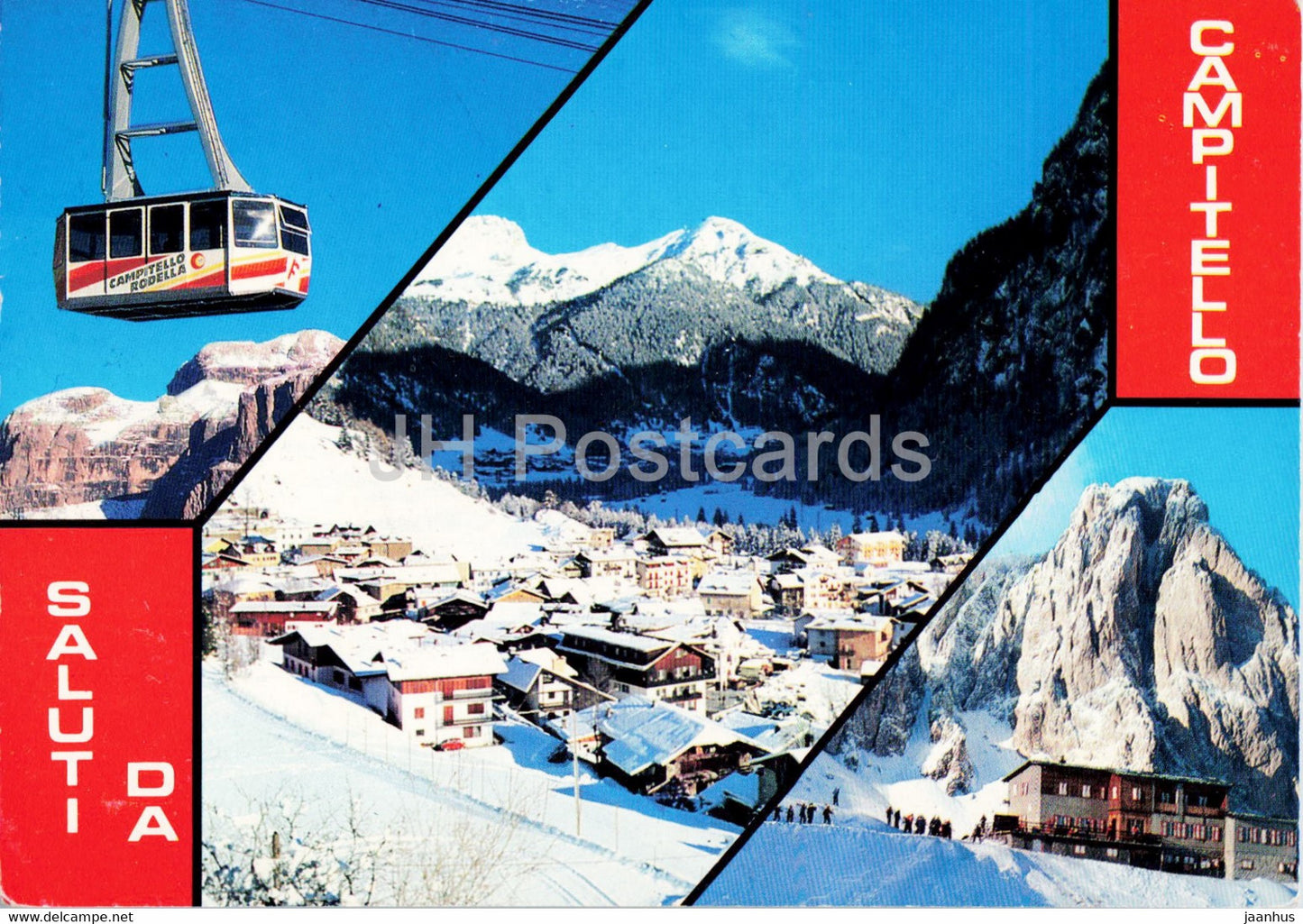 Saluti da Campitello - cable car - 1988 - Italy - used - JH Postcards