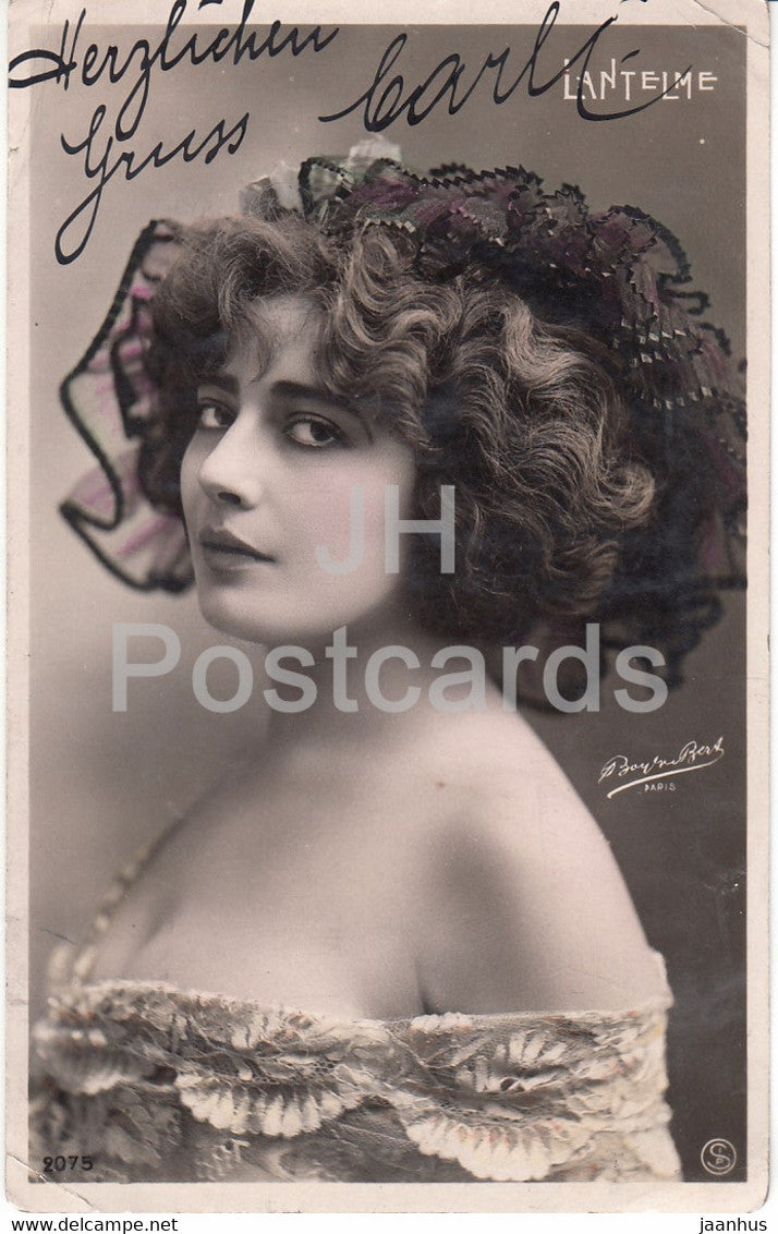 woman - Lantelme - old postcard - 1909 - Italy - used - JH Postcards