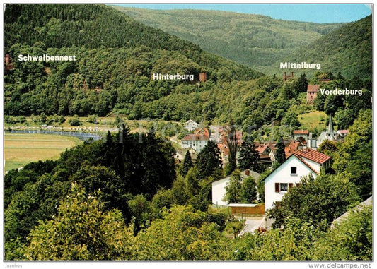 Neckarsteinach - Vier Burgen - Town of the Four Castles - Schwalbennest - Hinterburg - Germany - 1991 gelaufen - JH Postcards