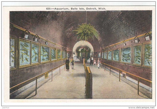 Aquarium , Belle Isle , Detroit , Mich - 635 - old postcard - USA - used - JH Postcards