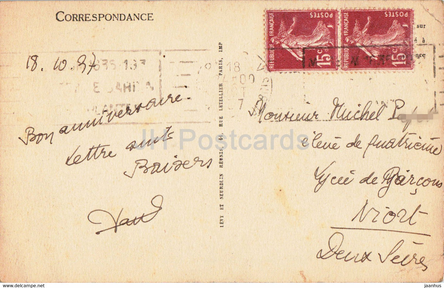 Angers - Hôtel Pinci - Cheminée Renaissance - 80 - carte postale ancienne - 1937 - France - occasion