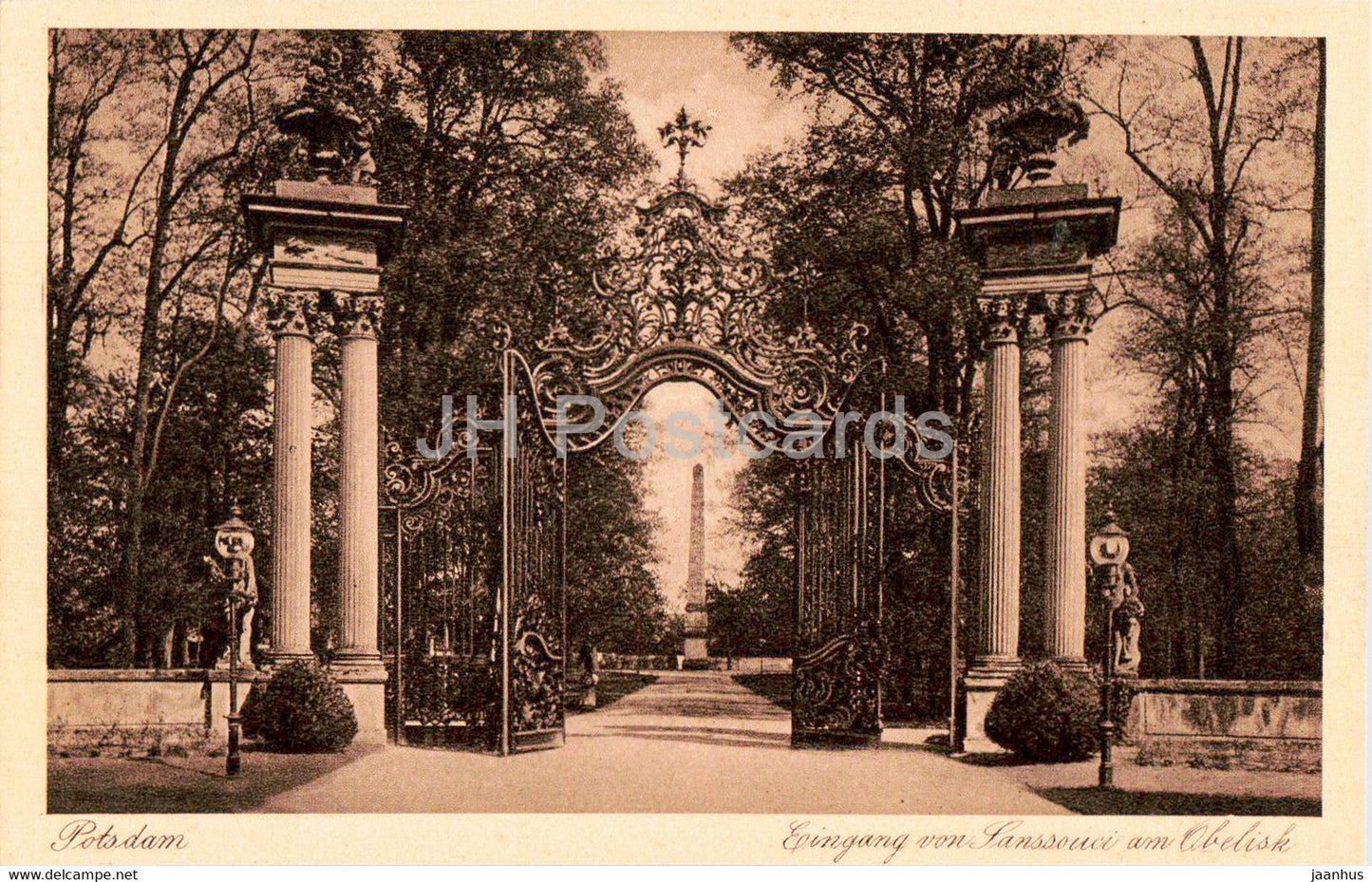 Potsdam - Eingang von Sanssouci am Obelisk - 1551 - old postcard - Germany - unused - JH Postcards