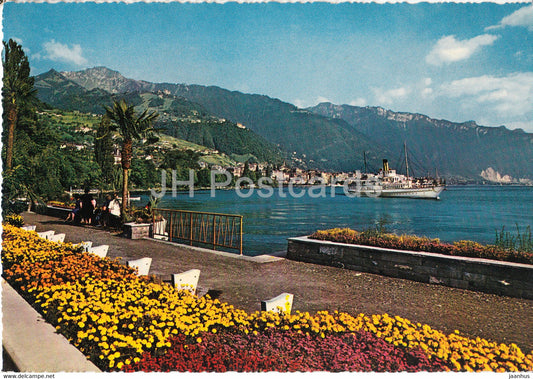 Montreux - Quai des Fleurs - ship - Switzerland - unused - JH Postcards