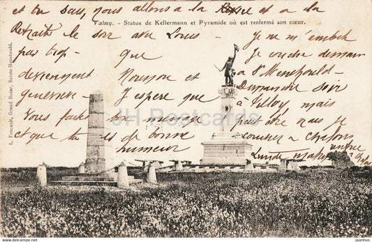Valmy - Statue de Kellermann et Pyramide ou est renferme son coeur - old postcard - 1908 - France - used - JH Postcards