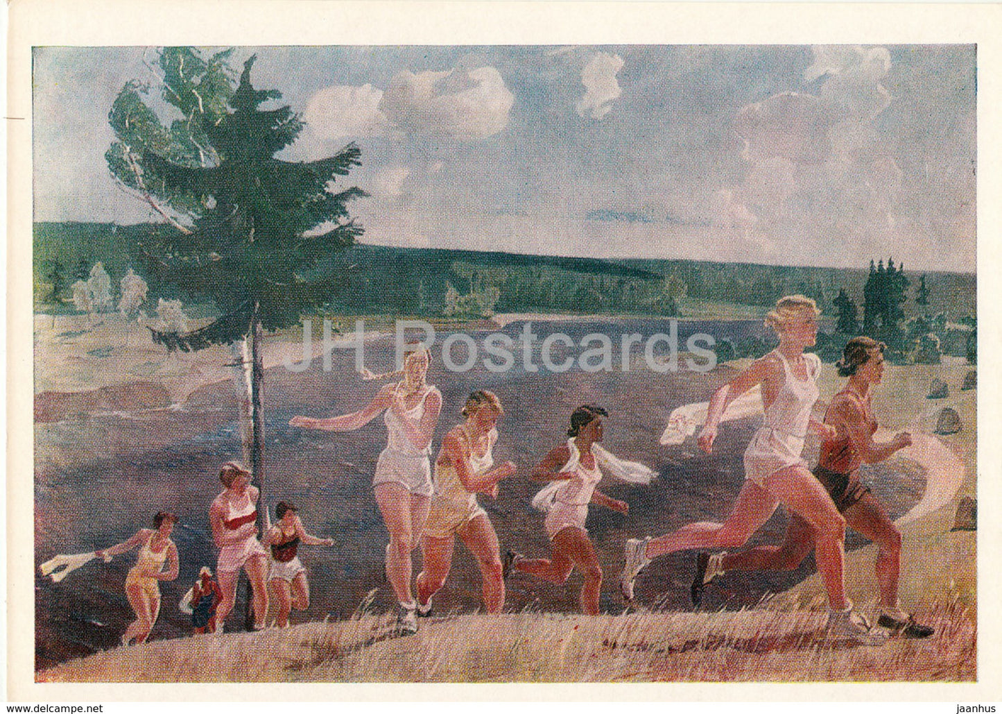 painting by A. Deineka - A Bright Sunny Day - Sport - Soviet art - 1978 - Russia USSR - unused