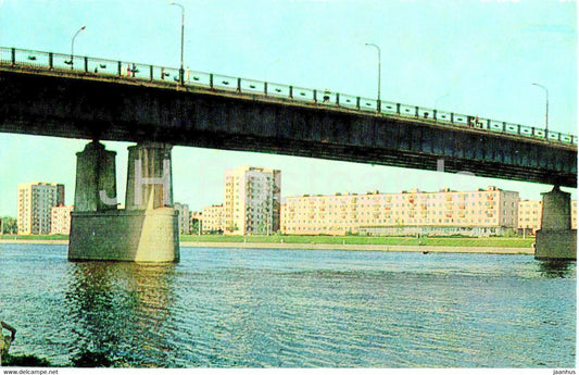 Novgorod - view of the Alexander Nevsky embankment - bridge - 1974 - Russia USSR - unused - JH Postcards