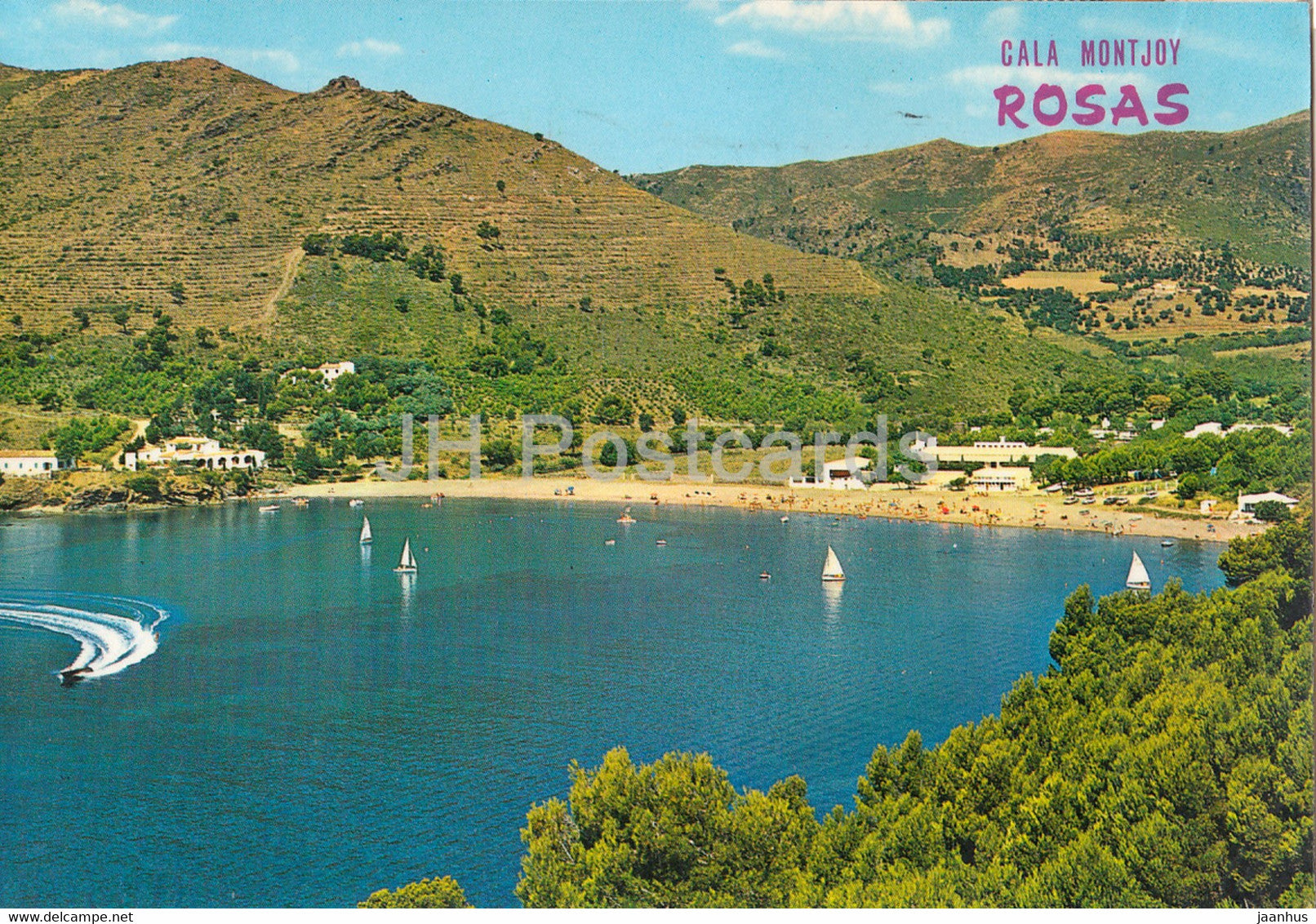 Rosas - Costa Brava - Deporte Nautico en Cala Montjoy - water sports - beach - 1977 - Spain - used - JH Postcards