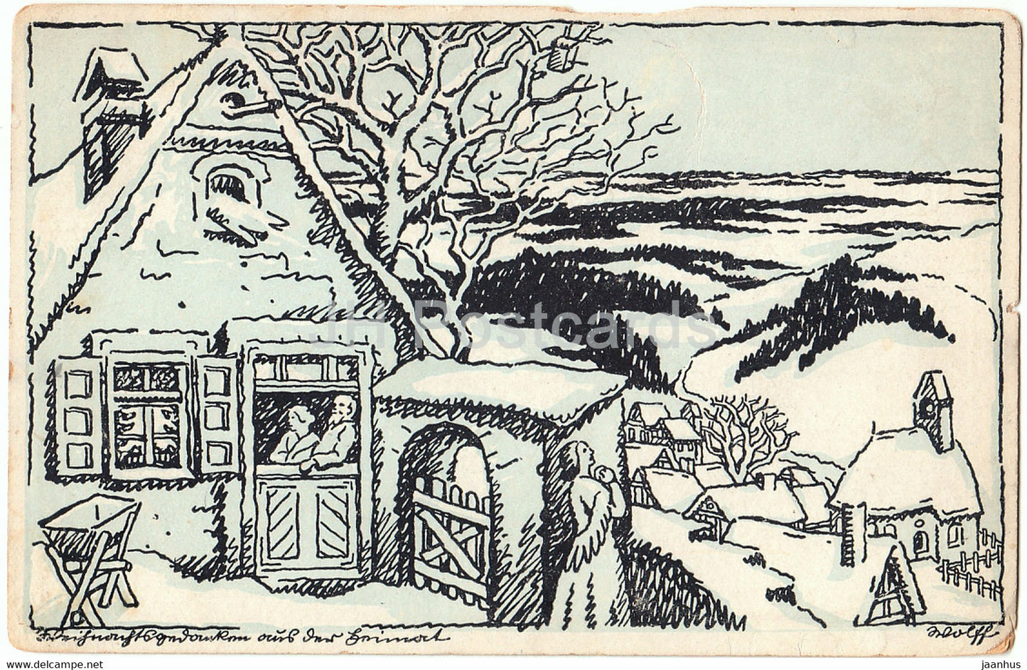 Weihnachtskedanken - illustration - Wolff - Roten Kreuz - old postcard - unused - JH Postcards
