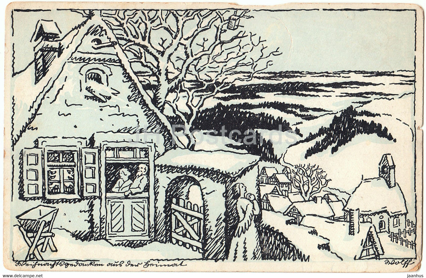 Weihnachtskedanken - illustration - Wolff - Roten Kreuz - old postcard - unused - JH Postcards