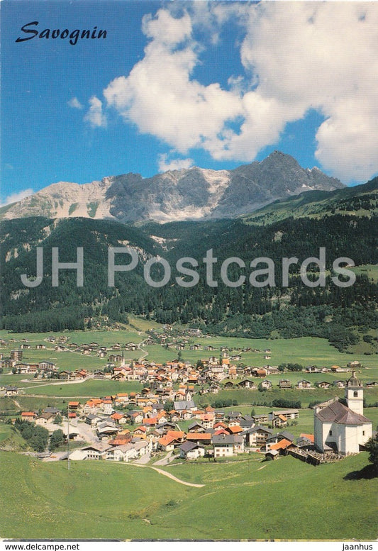 Savognin 1210 man der Julier Route mit Piz Mitgel - 1988 - Switzerland - used - JH Postcards