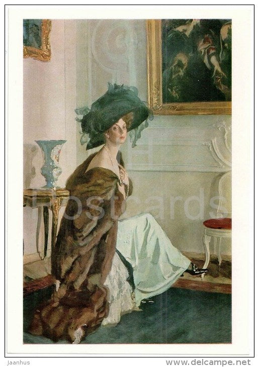 painting by Valentin Serov , Portrait of Countess Olga Orlova , 1911 - large format postcard - russian art - unused - JH Postcards