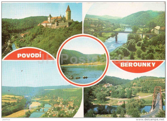 Povodi Berounky - castle - Berounka river - bridge - Czechoslovakia - Czech - unused - JH Postcards