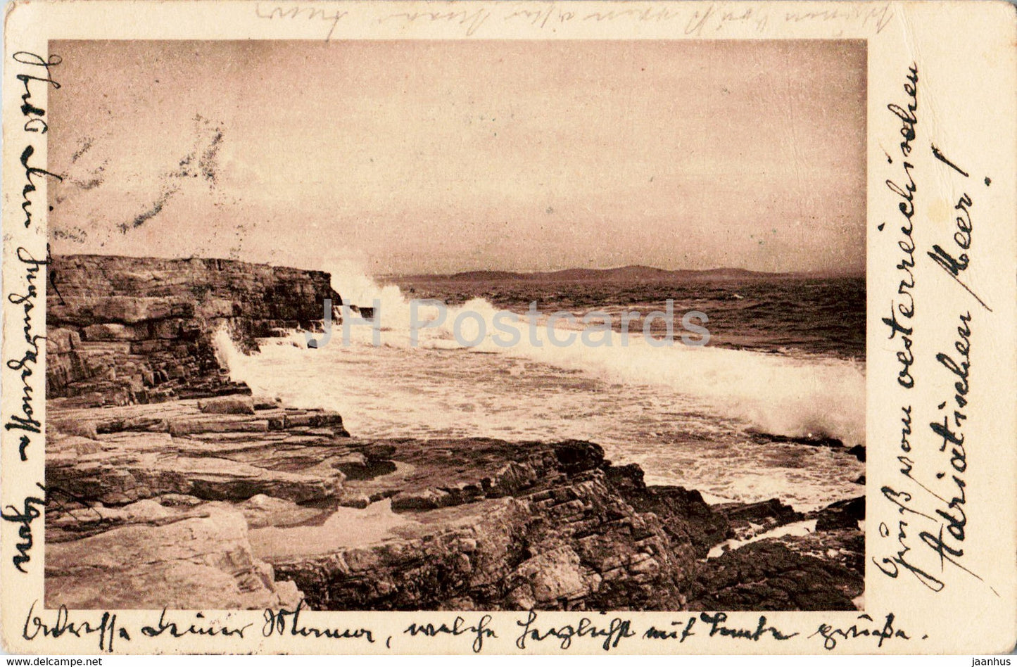 Sea view - old postcard - Belgium - used - JH Postcards