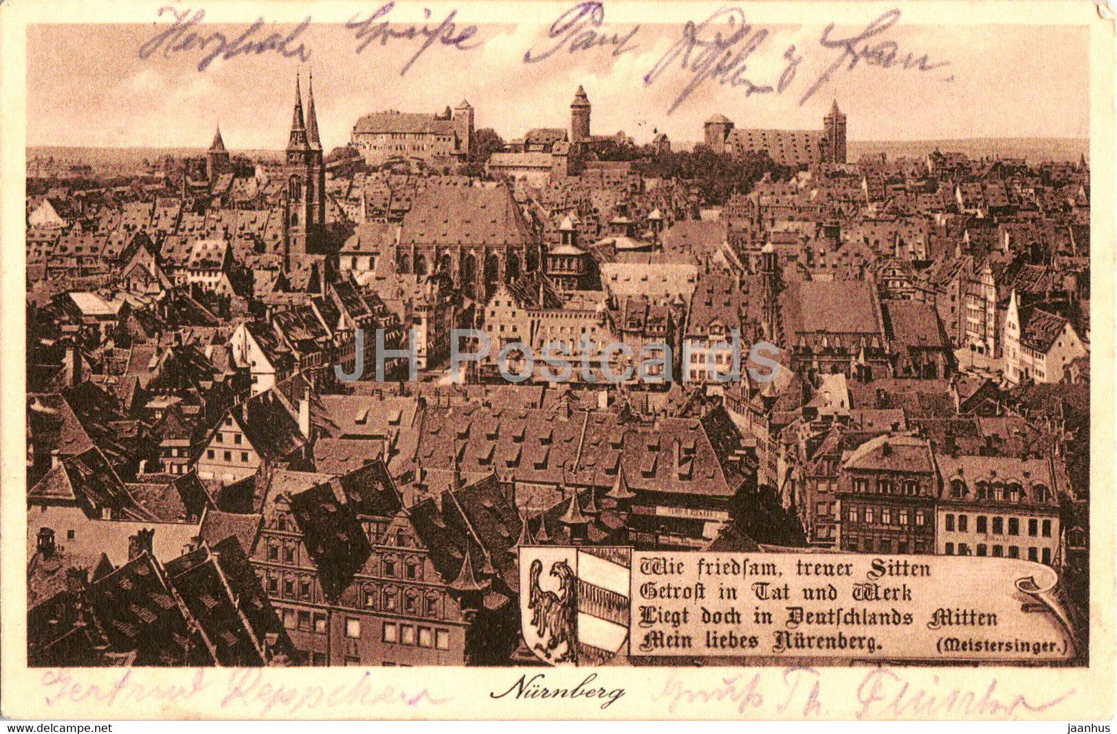 Nurnberg - Nuremberg - panorama - 6109 - old postcard - 1927 - Germany - used - JH Postcards