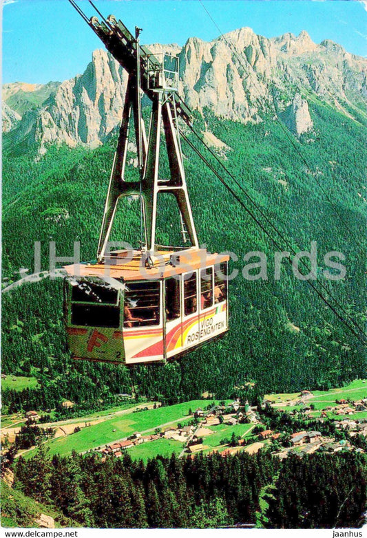 Funivia del Catinaccio - Seilbahn Rosengarten - Vigo di Fassa - cable car - 1986 - Italy - used - JH Postcards