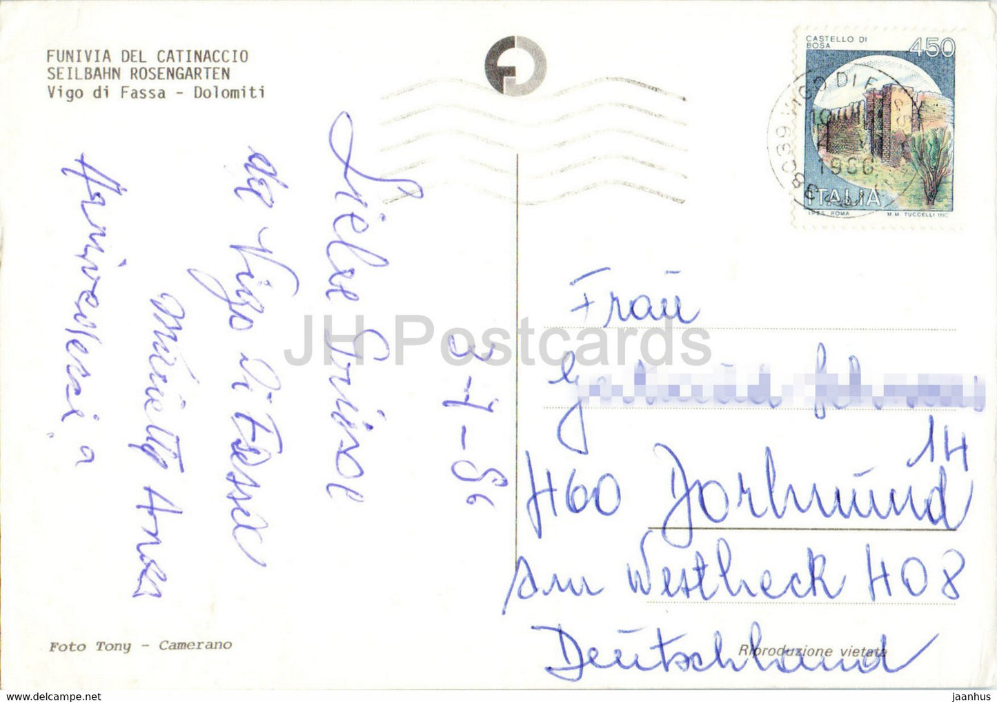 Funivia del Catinaccio - Seilbahn Rosengarten - Vigo di Fassa - cable car - 1986 - Italy - used
