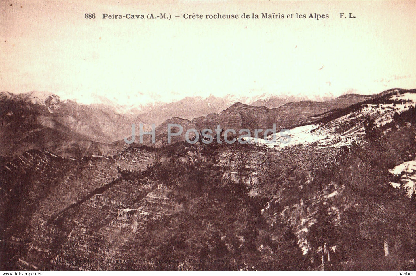 Peira Cava - Crete rocheuse de la Mairis et les Alpes - 886 - old postcard - France - unused - JH Postcards