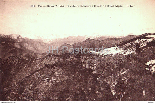 Peira Cava - Crete rocheuse de la Mairis et les Alpes - 886 - old postcard - France - unused - JH Postcards