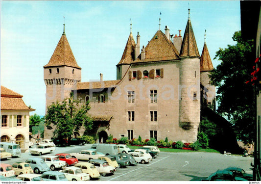Nyon - La Place du Chateau - Castle Square - car - 2962 - Switzerland - unused - JH Postcards