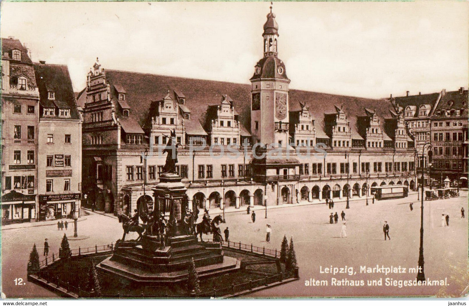 Leipzig - Marktplatz mit altem Rathaus und Siegesdenkmal - monument - 12 - old postcard - 1930 - Germany - used - JH Postcards