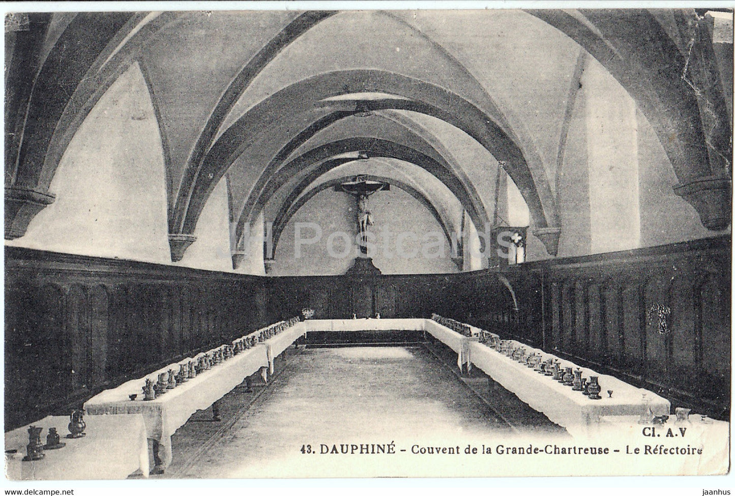 Dauphine - Couvent de la Grande Chartreuse - Le Refectoire - 43 - old postcard - 1921 - France - used - JH Postcards