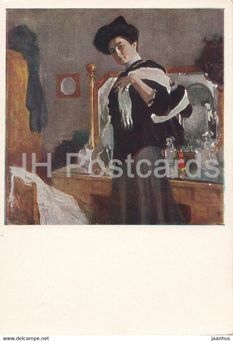 painting by V. Serov - Portrait of Henrietta Girshman - Russian art - 1962 - Russia USSR - unused - JH Postcards