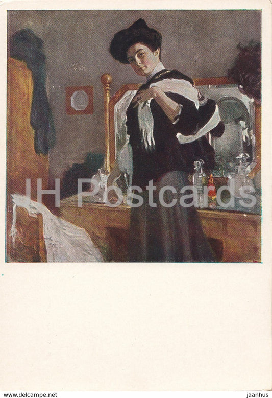 painting by V. Serov - Portrait of Henrietta Girshman - Russian art - 1962 - Russia USSR - unused - JH Postcards
