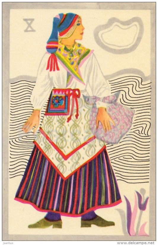 Saaremaa Kärla - Folk Costumes of Estonian Islands - national costumes - 1973 - Estonia USSR - unused - JH Postcards